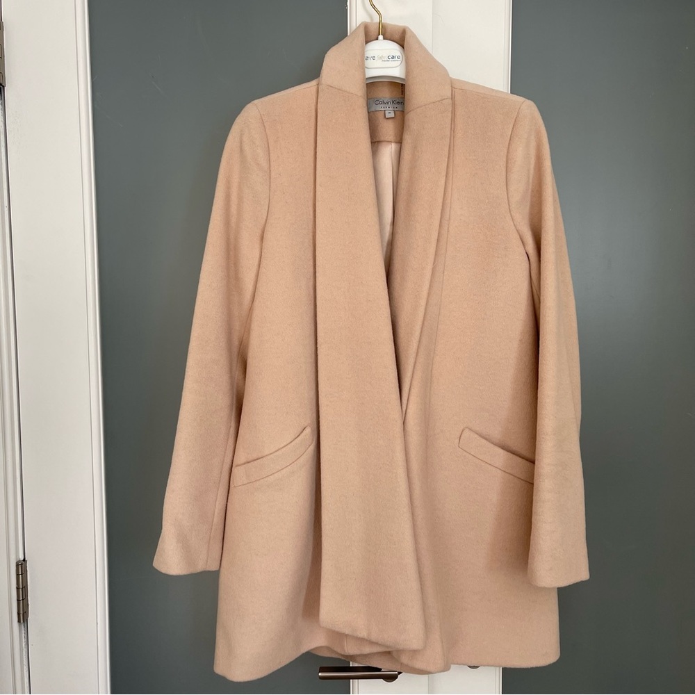 Calvin Klein Premium - Pale Blush - Shawl Collar Swing Coat - XS